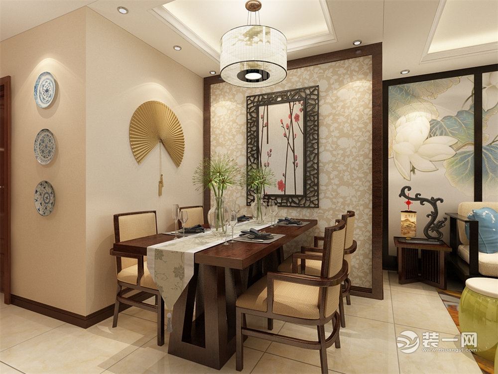 天津首创光和城104平米三室两厅新中式装修设