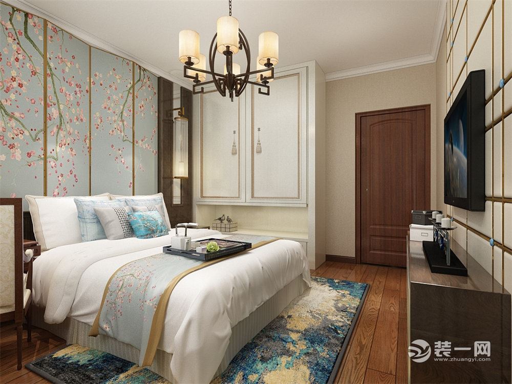 天津首创光和城104平米三室两厅新中式装修设